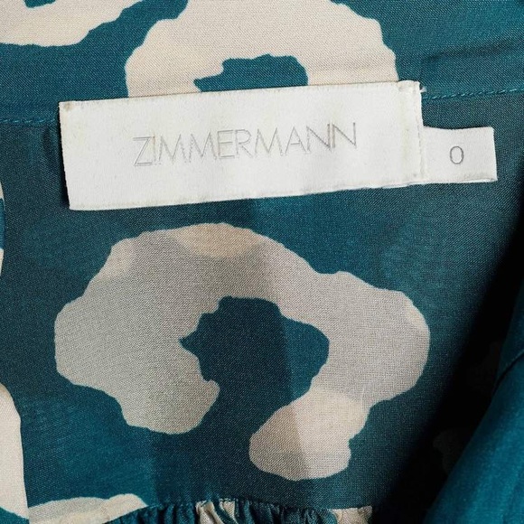 Zimmermann Silk Teal Long Sleeve Animal Leopard Gold Print Romper S / 4